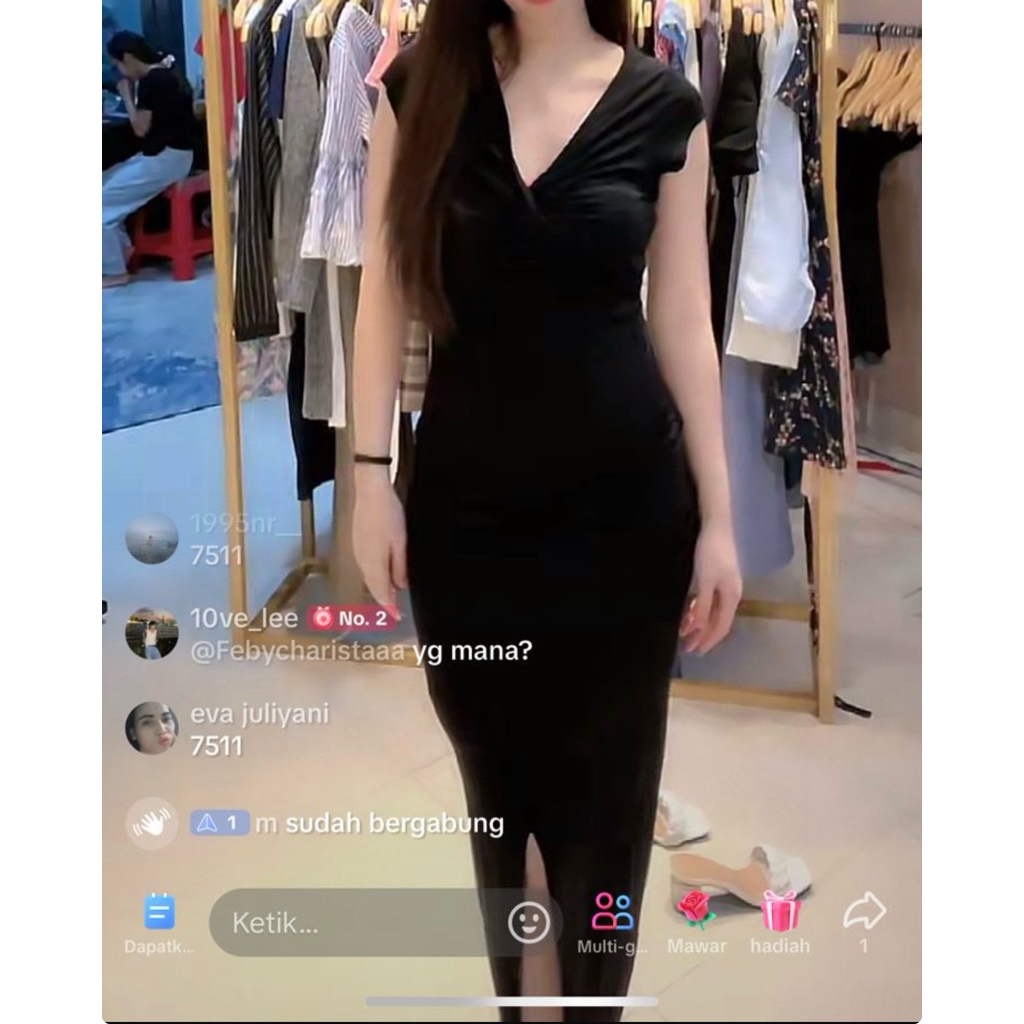 Dress hitam long polos