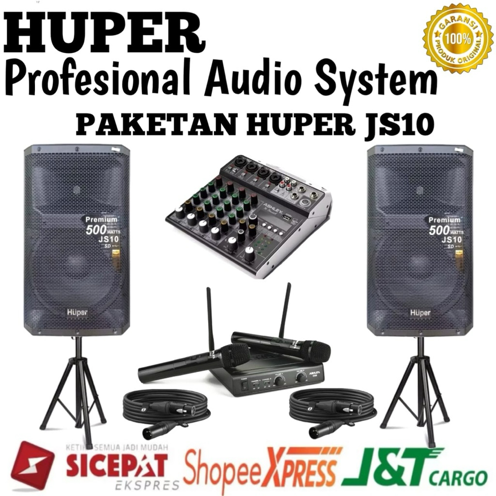 Paket Sound system Aktif Huper Js10 Original Speaker Aktif Huper Js10 15inch