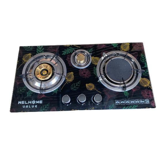 WELHOME VALUE KOMPOR GAS KACA MEJA TANAM 2 & 3 TUNGKU / Kompor Tanam 2 Tungku