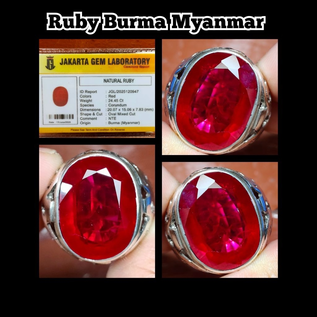 BATU PERMATA RUBY BURMA MYANMAR + ring perak