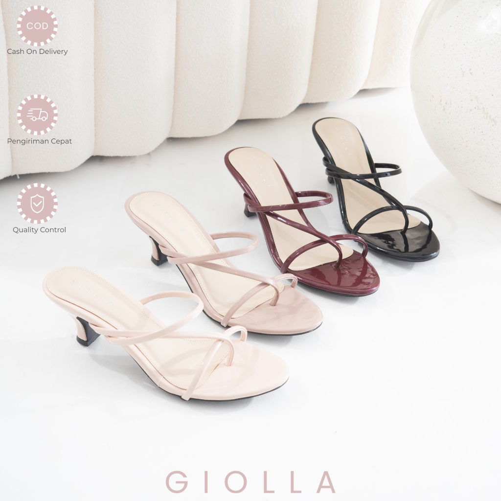 Giolla -Layla sandal heels wanita hak 5 cm Sendal Heels Jepit Wanita 5 Cm Sandal Pesta
