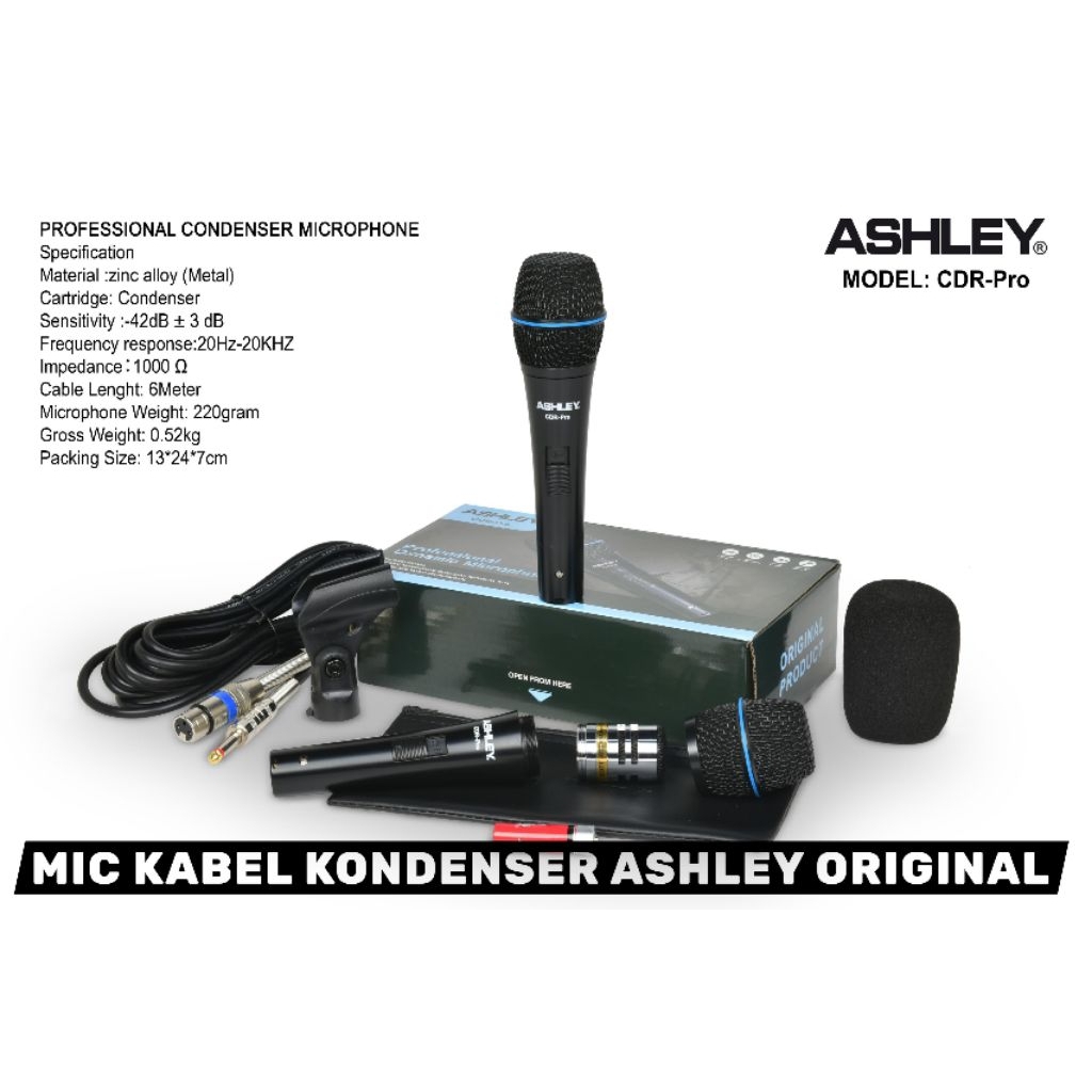 Mic Kabel Ashley CDR PROMic Kabel Ashley CDR PRO adalah mikrofon kondensor