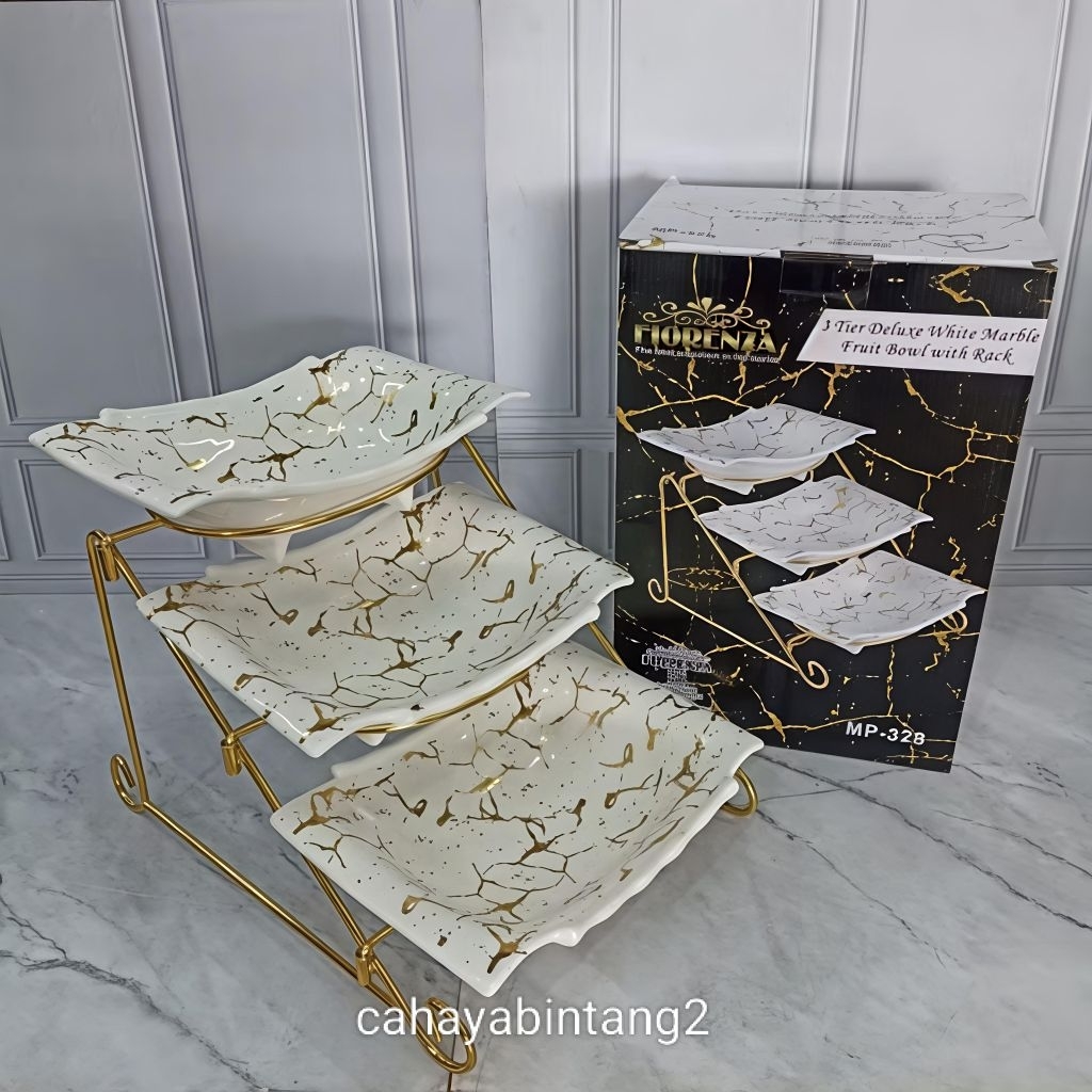 Wadah Buah Bertingkat Keramik Marble Fiorenza 328
