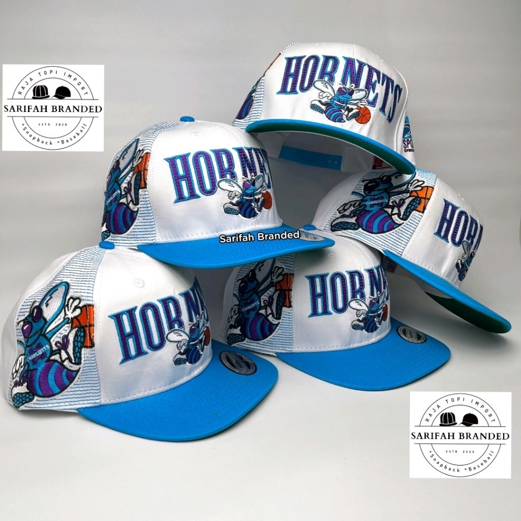 37. KOLEKSI CHARLOTTE HORNETS - TOPI SNAPBACK CHARLOTTE HORNETS IMPORT