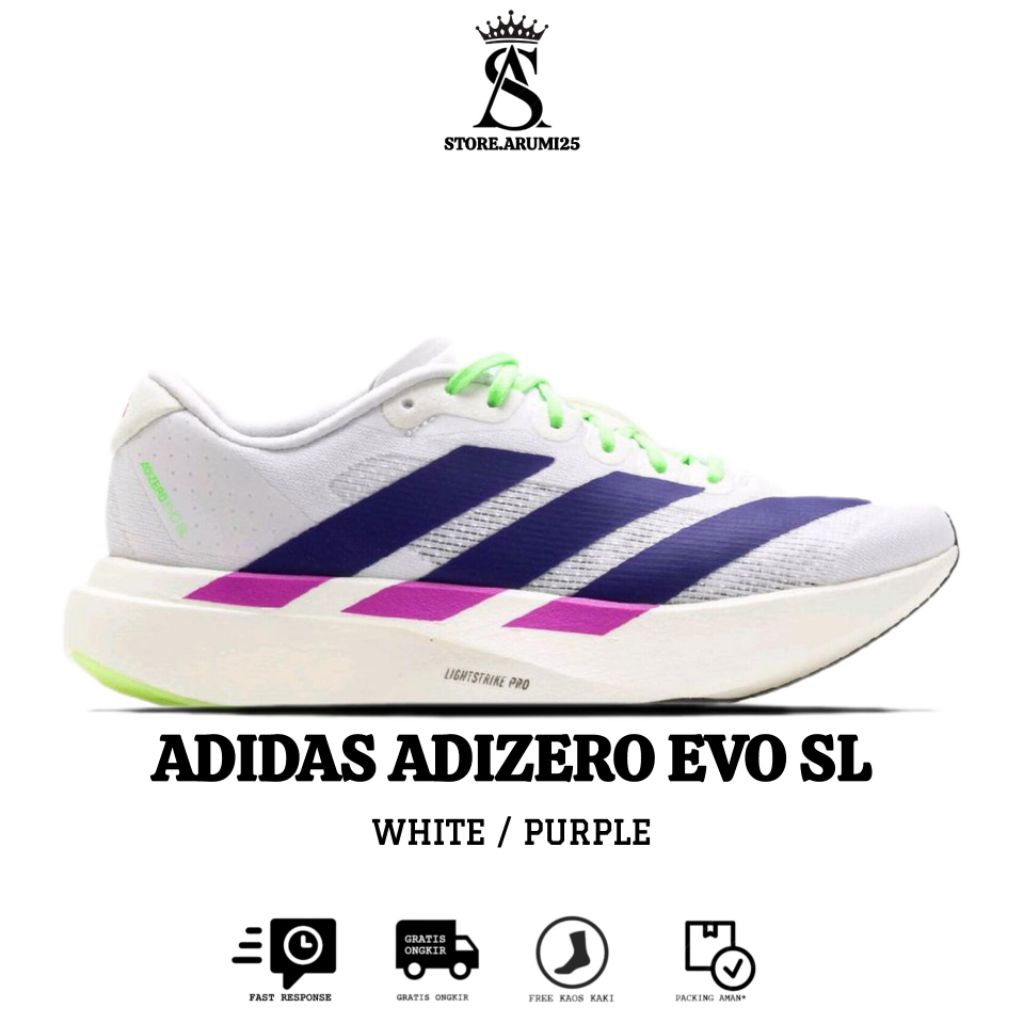 Sepatu Running Adidaas Adizero Evo SL White/Purple