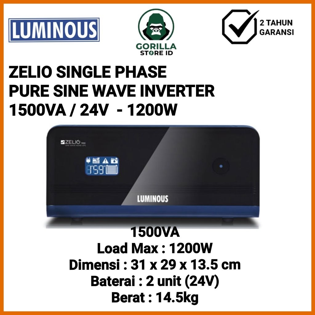 INVERTER LUMINOUS ZELIO PURE SINE WAVE 1500VA 24V