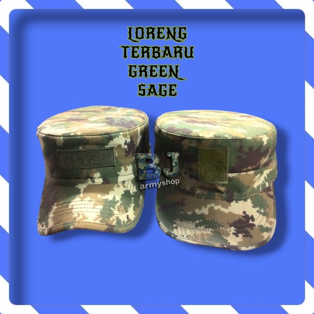 Topi Pet Pdl Tni Loreng Baru Sage Green