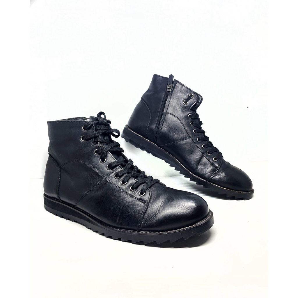 Sepatu Mook Boot Kulit Legit hitam Pria size 41 Preloved