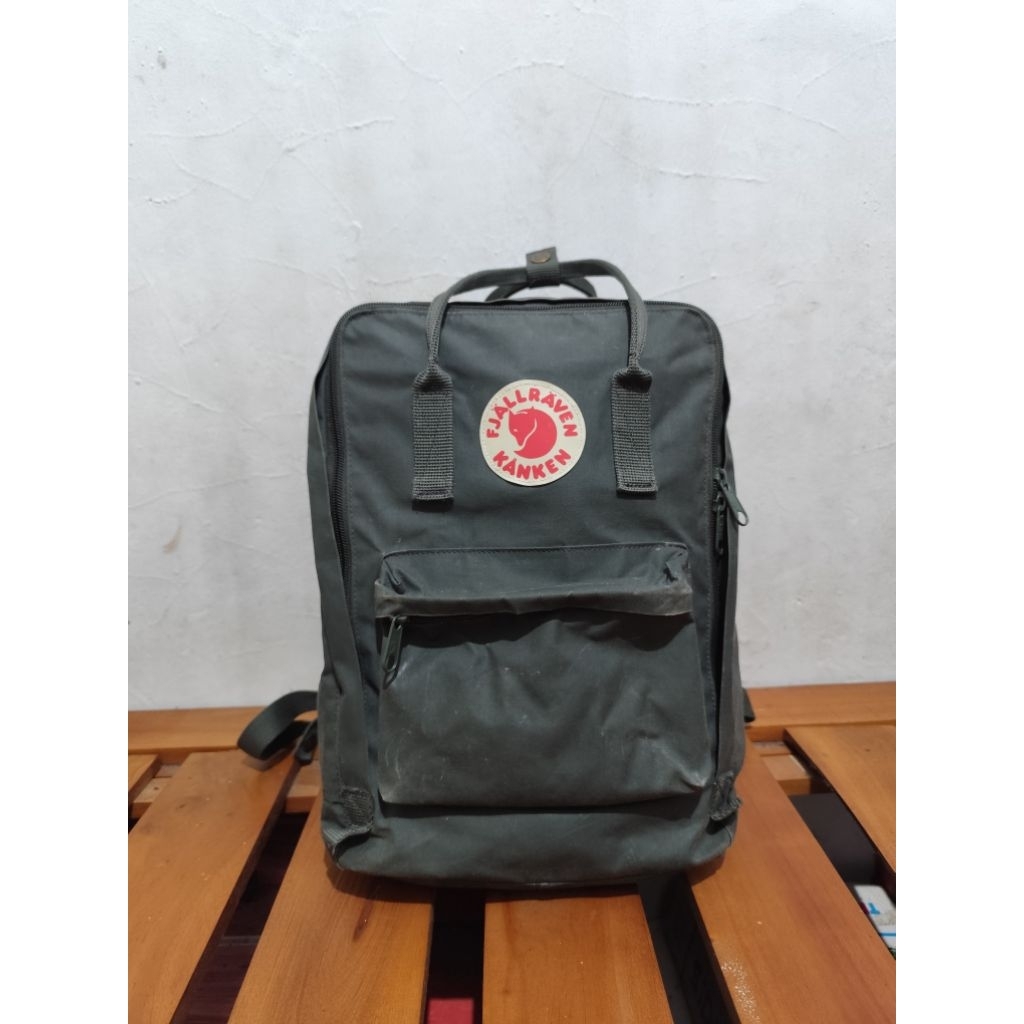 Tas Ransel Kanken Fjallraven Green Army Laptop 15 inchi Preloved Second