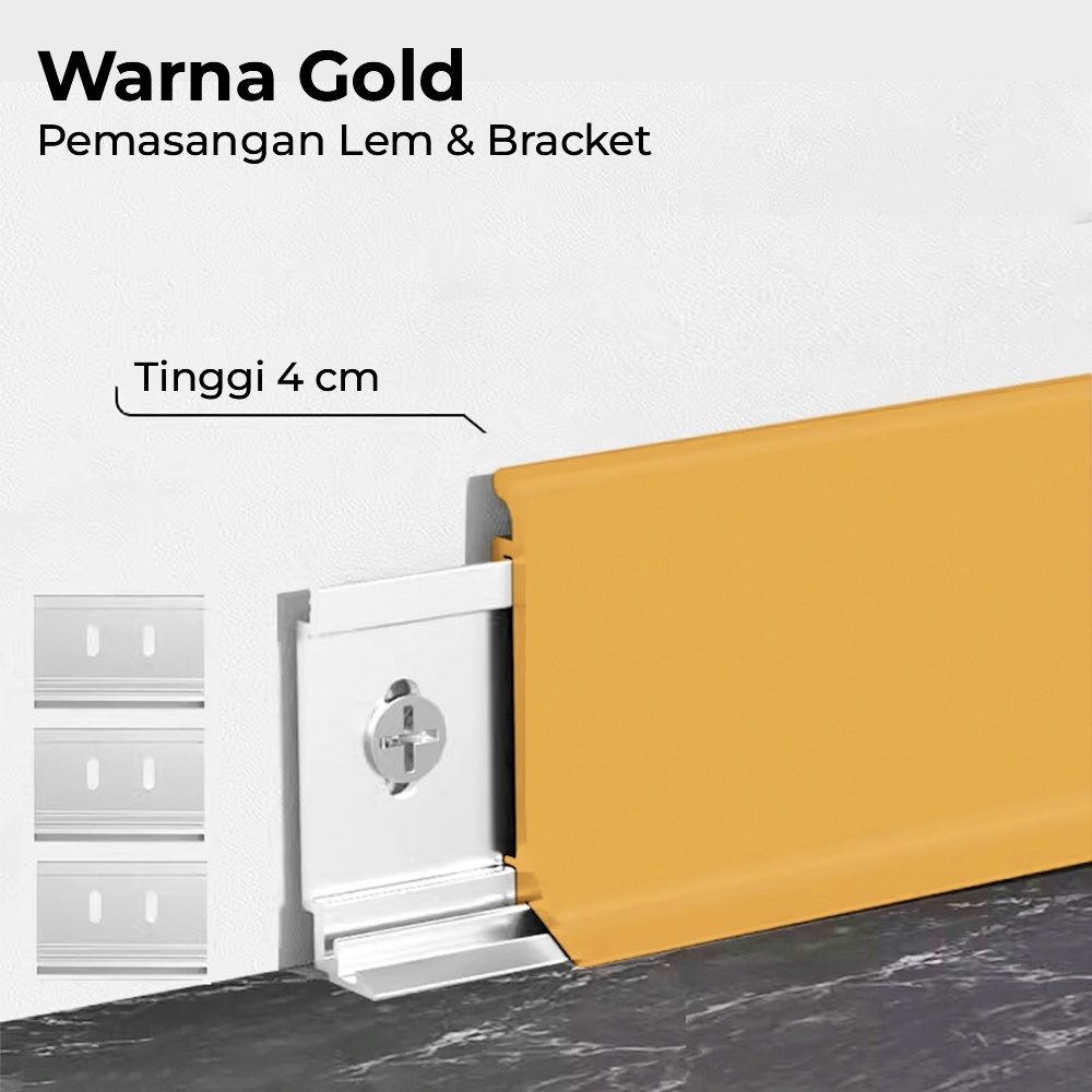 LIS PLINT ALUMUNIUM EMAS GOLD 2,5 M FLOOR SKIRTING ALUMUNIUM