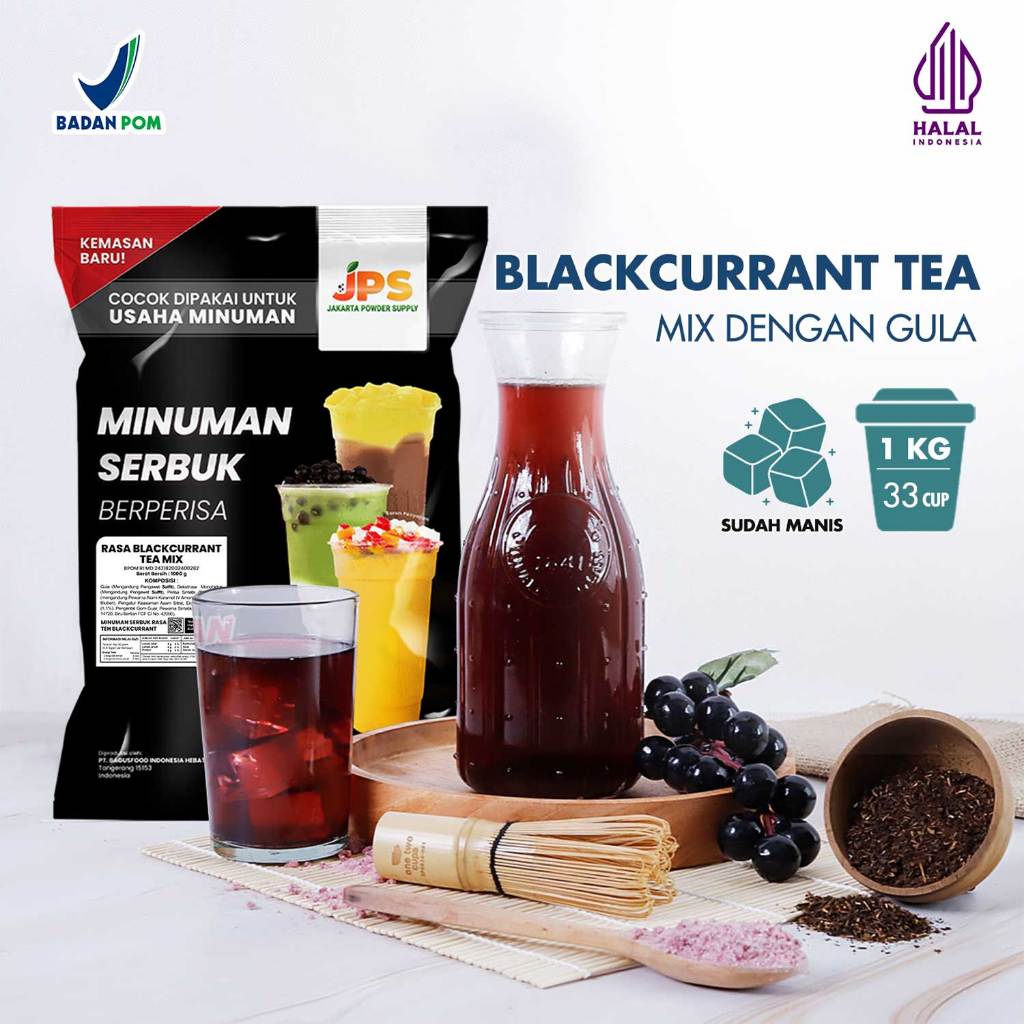 JPS Bubuk Minuman Premium Blackcurrant Tea Mix Gula 1 kg [mix-fruit-tea]