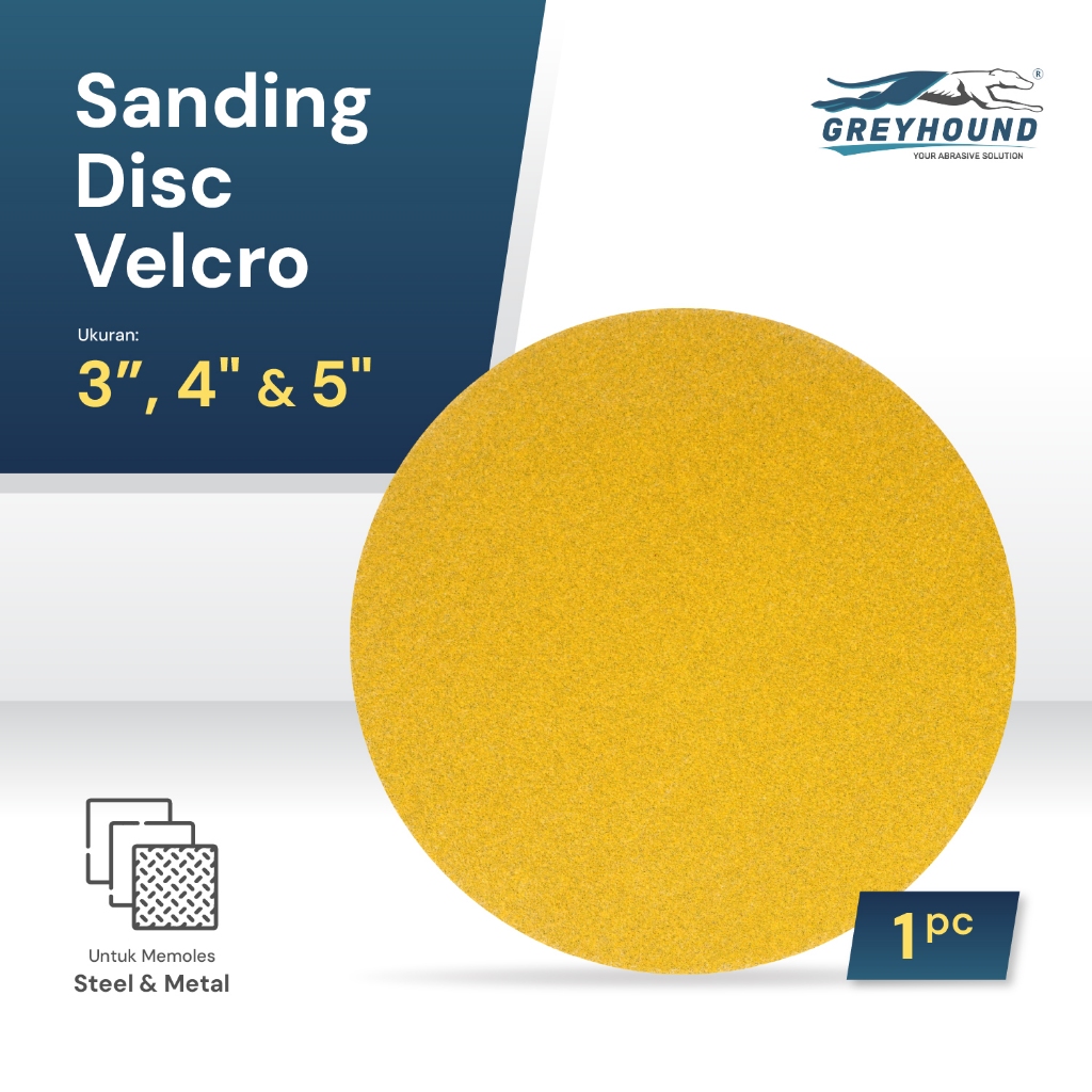 GREYHOUND Amplas Bulat Kain Velcro 3", 4" & 5" Gold/ Kuning