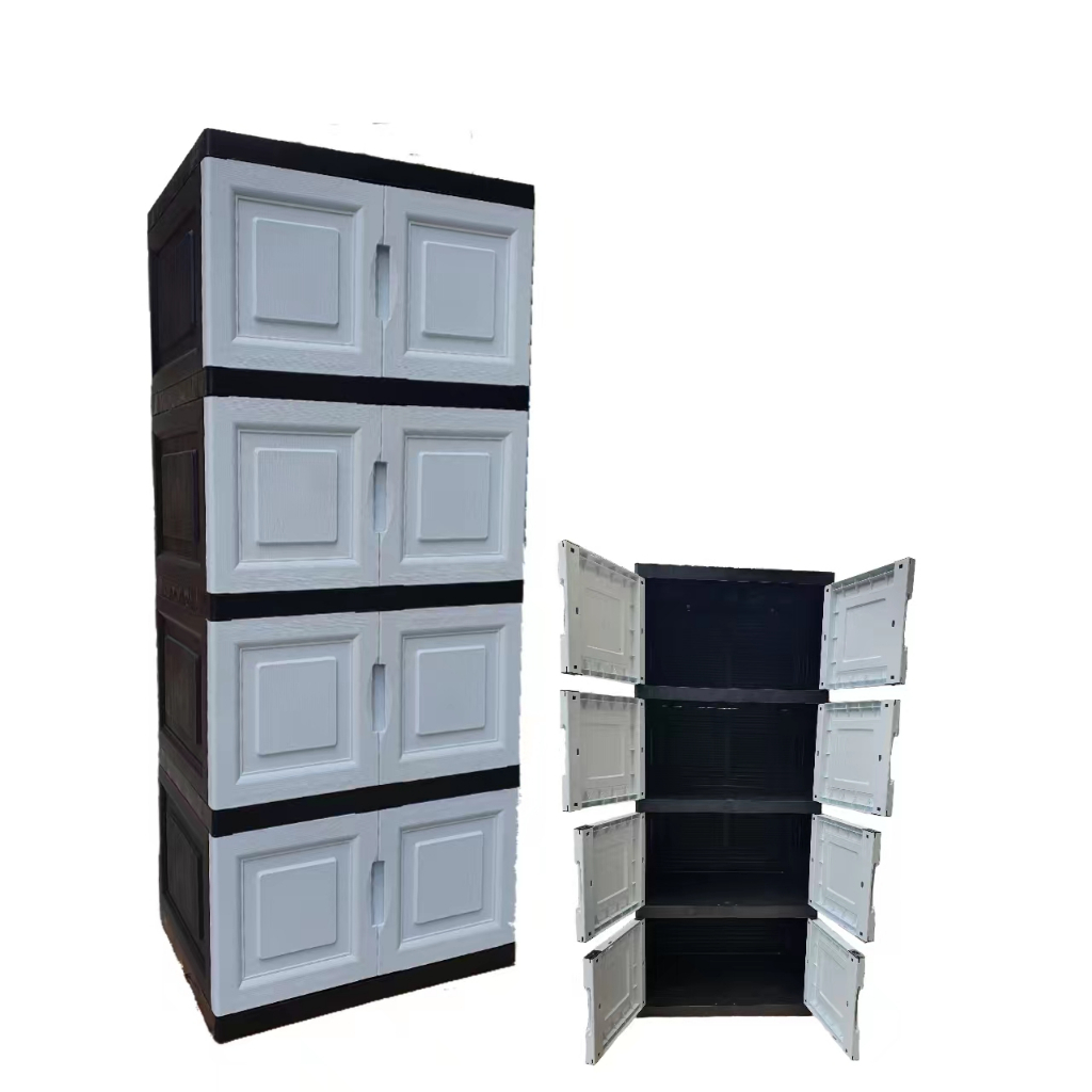 LEMARI PLASTIK SUSUN 4 JUMBO MOTIF SERAT KAYU - PRIMA STAR