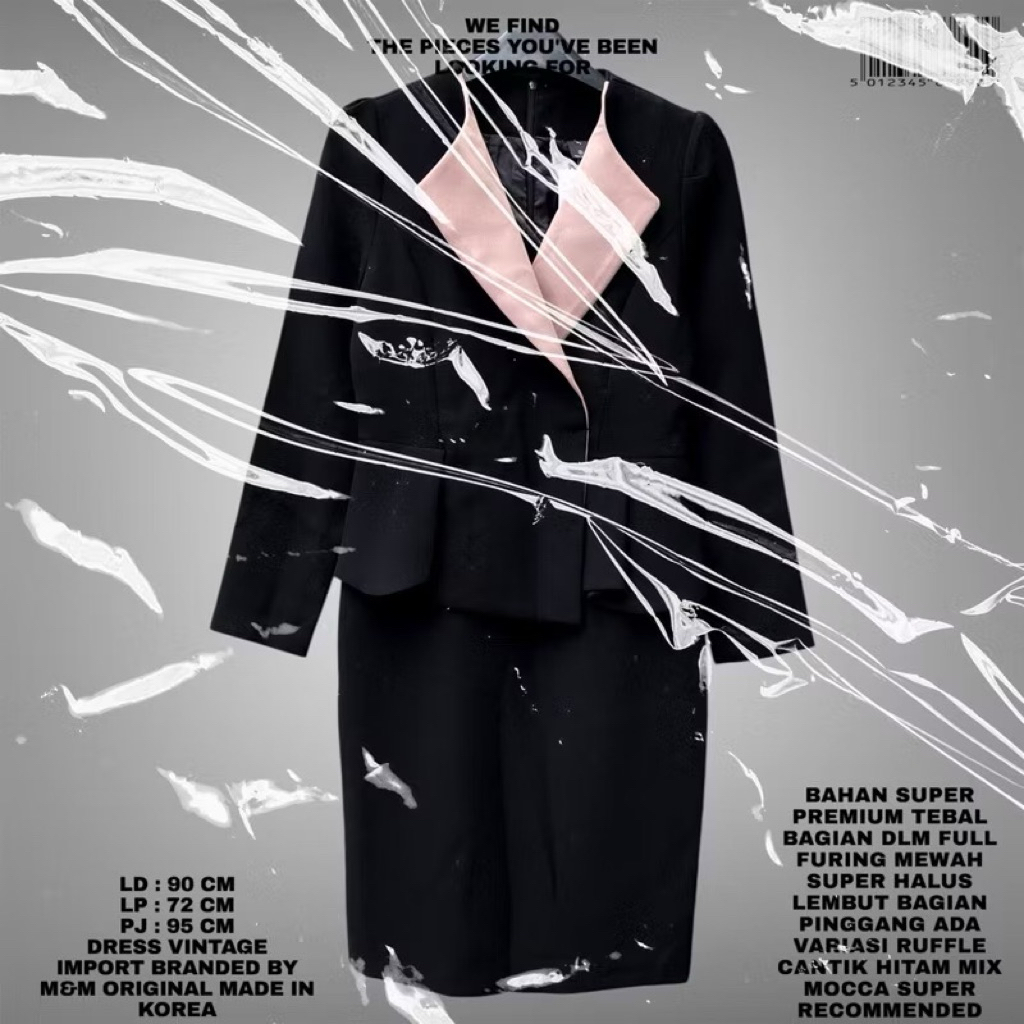 M&M DRESS PREMIUM KOREAN/BLAZER DRESS BLACK PINK KOREAN LOOK/FORMAL DRESS OFFICE SPAN RUFFLE KOREAN 