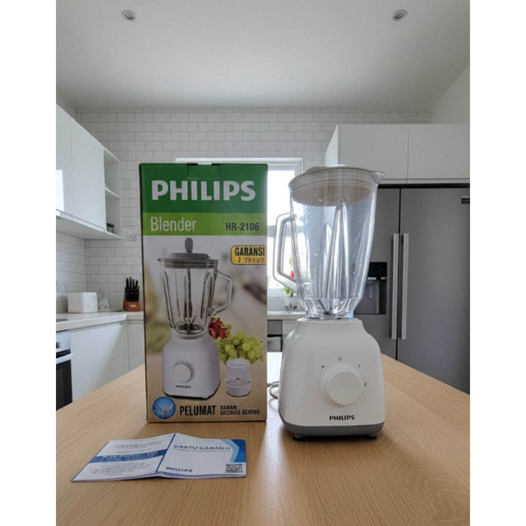 Philips Blender Plastik 1.5L HR2106/01 ProBlend 4 Pisau Stainless Steel Original Garansi Resmi