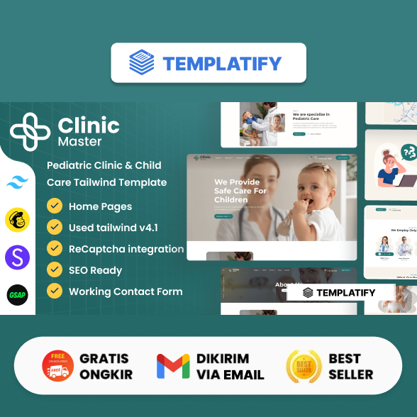 ClinicMaster - Pediatrics & Child Care Tailwind CSS Template Website