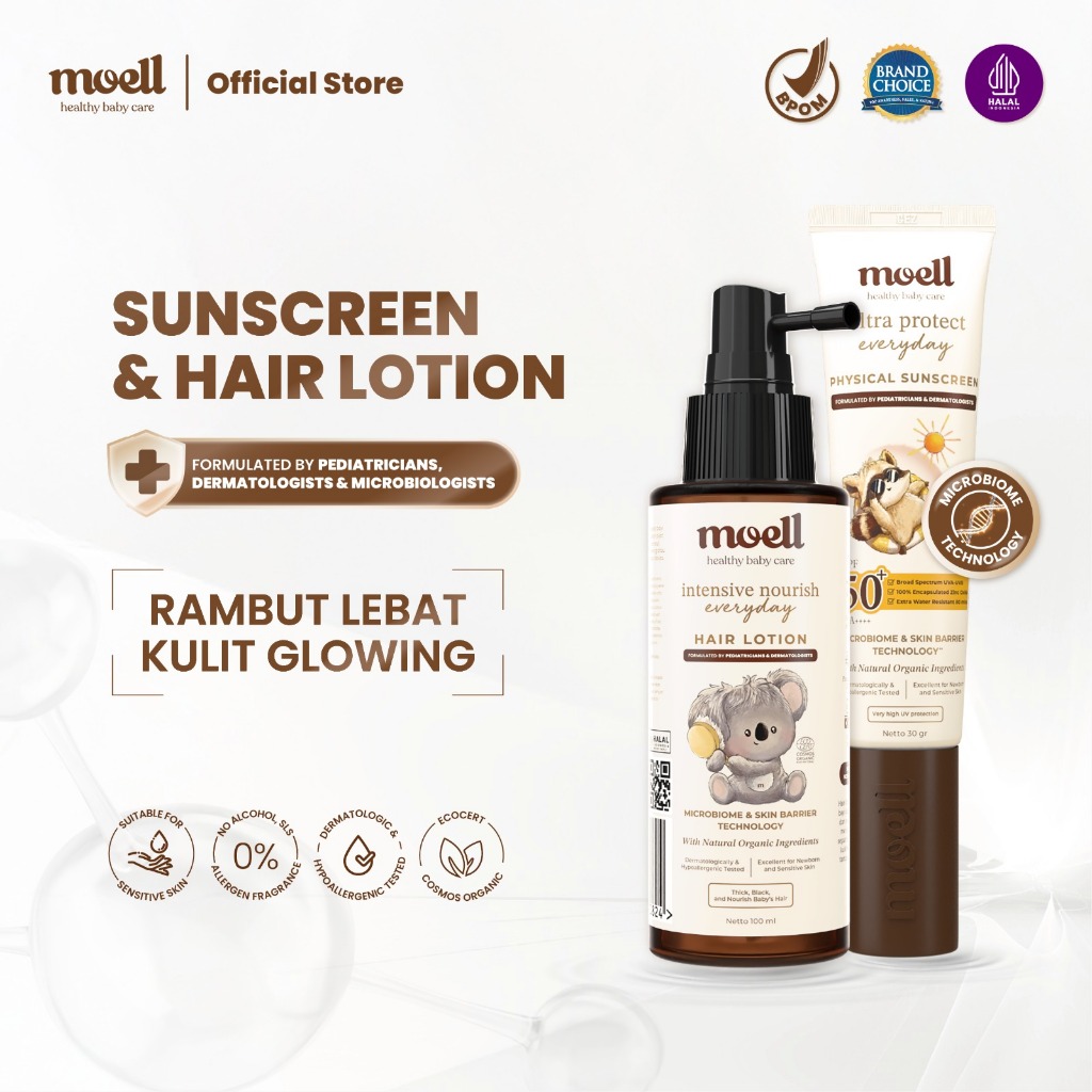 Moell Special Bundling Hair Lotion 100ml & Sunscreen 30gr - Hair Lotion With Panax Ginseng, Candlenu