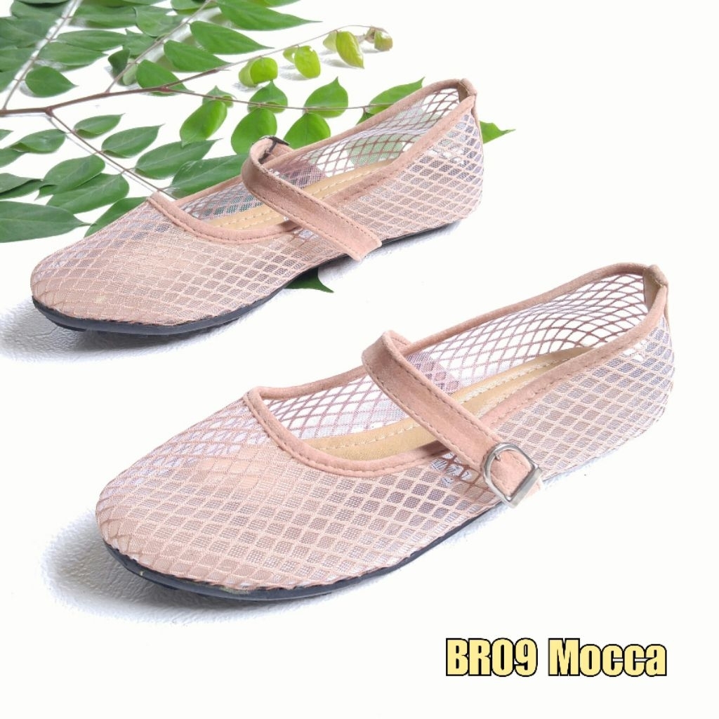 BORNEO - SEPATU BR09 FLATSHOES XAVYERA BRUKAT HITAM-MOCCA
