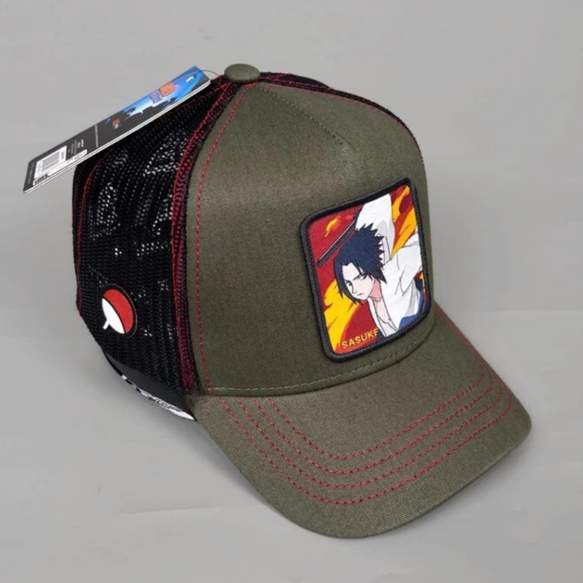 Topi Capslab Naruto Sasuke Green Black Trucker