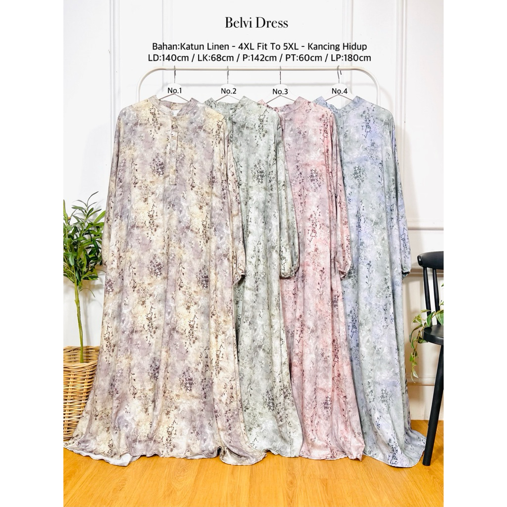dress muslim wanita big size - dress muslim wanita plus size - Belvi Dress(LD:140cm )