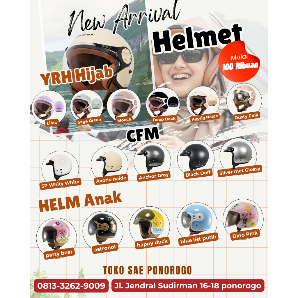 HELM YRH HIJAB CARGLOSS SNI PREMIUM ORIGINAL - YRH SAGE GREEN