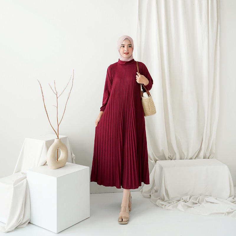 Ready Gamis Plisket Payung / Dress Plisket / Gamis Plisket Payung / Maxy Dress Pleats / Pleats Dress