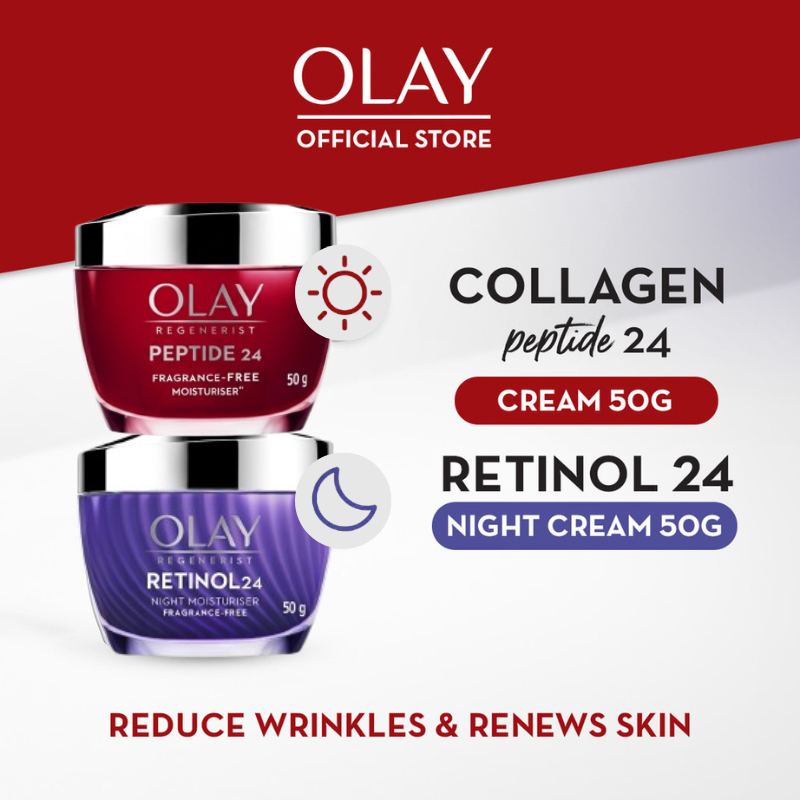 Olay Ritual Krim Pelembab Peptide 24 Collagen 50g & Regenerist Malam 50g