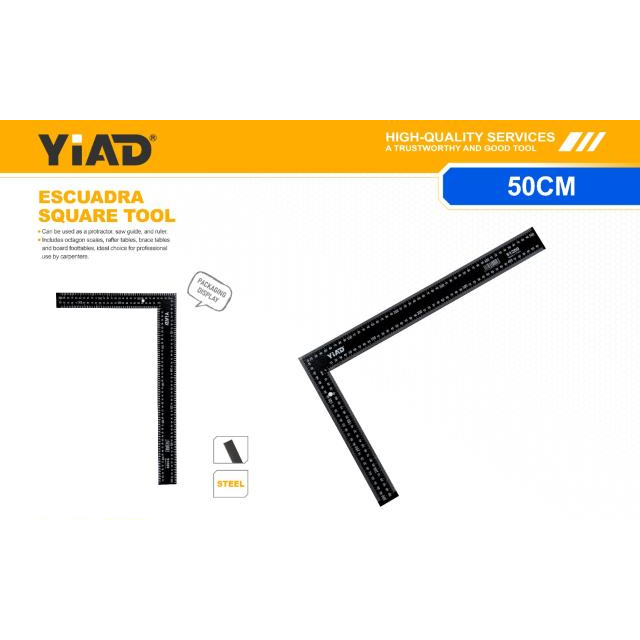 YIAD Penggaris Siku L Besi 40x60 Penggaris Tukang Full Besi Siku Meter 40 x 60 cm