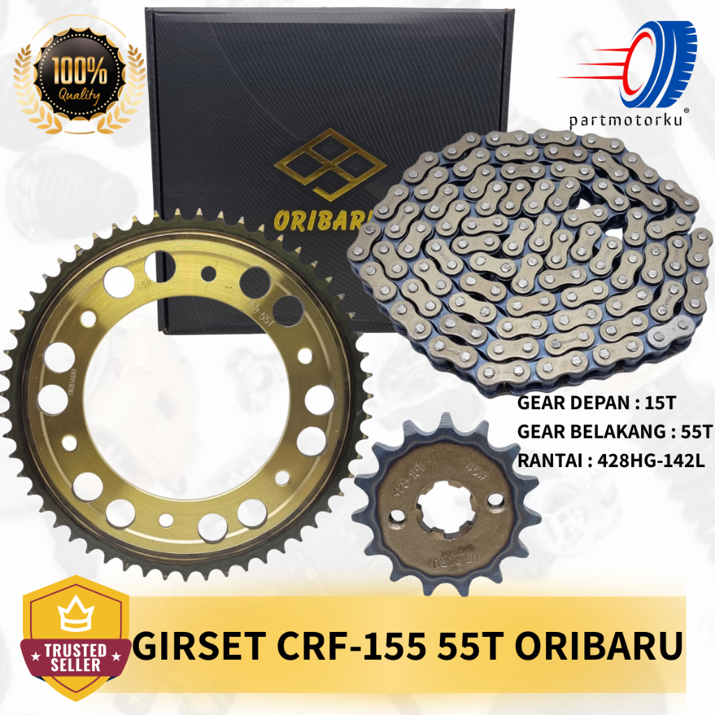 GEARSET GIRSET GIR SET PAKET CHAINKIT CRF 150 CRF 150L / CRF 155 15T - 55T ( 428HG-142L ) ORIBARU