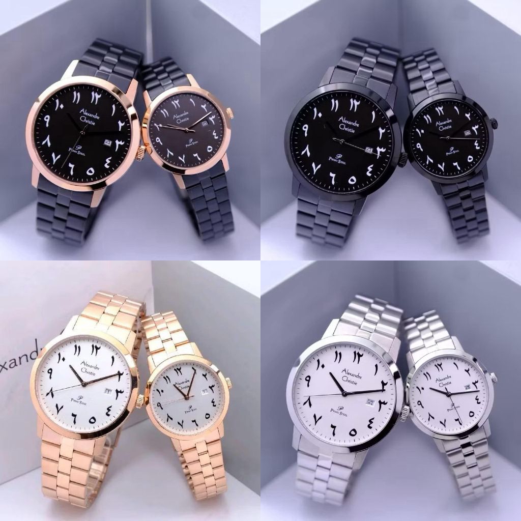 Terbaru Jam Tangan Couple Alexandre Christie 1007 AC1007 Angka Arab [ORIGINAL]