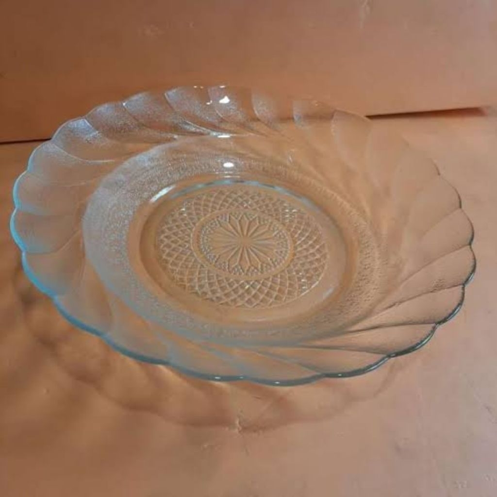 Piring Makan Beling Kaca bening  1 Lusin