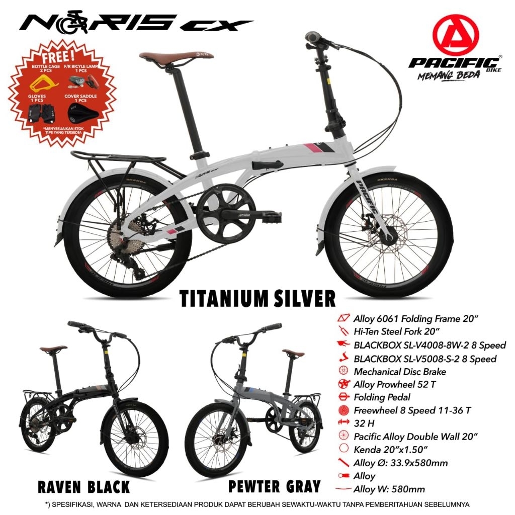 SEPEDA LIPAT PACIFIC NORIS CX  UKURAN 20 INCH