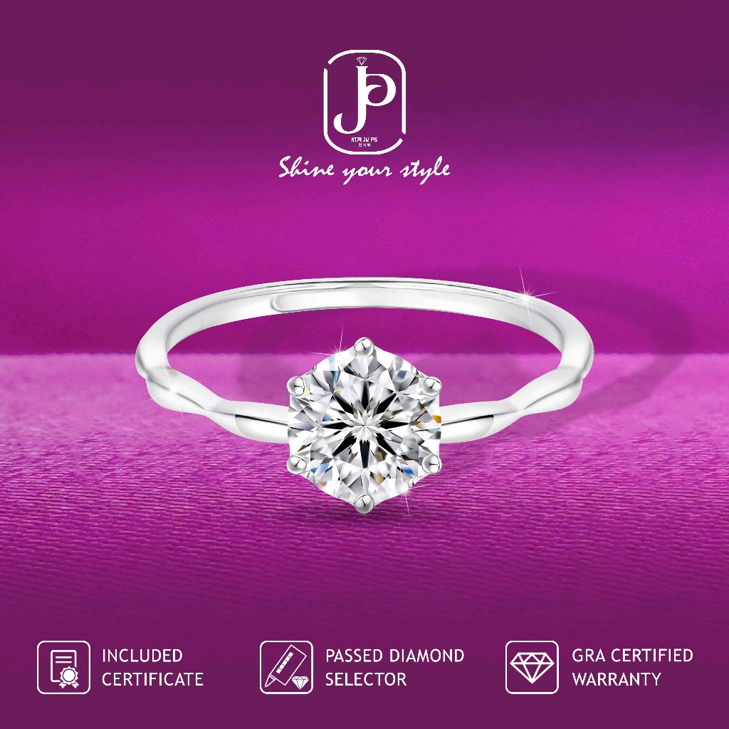 Kimjupe Cincin Wanita Diamond Moissanite Premium Amber Silver 925 Gold Plated ORI Certificate Cnm45