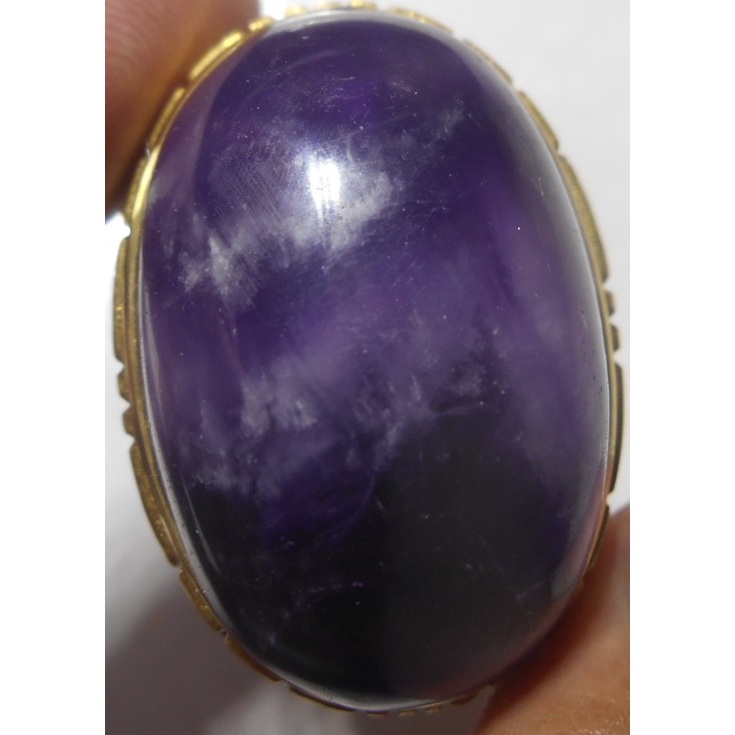 cincin akik kecubung amethyst ungu tua junder samping mumbul