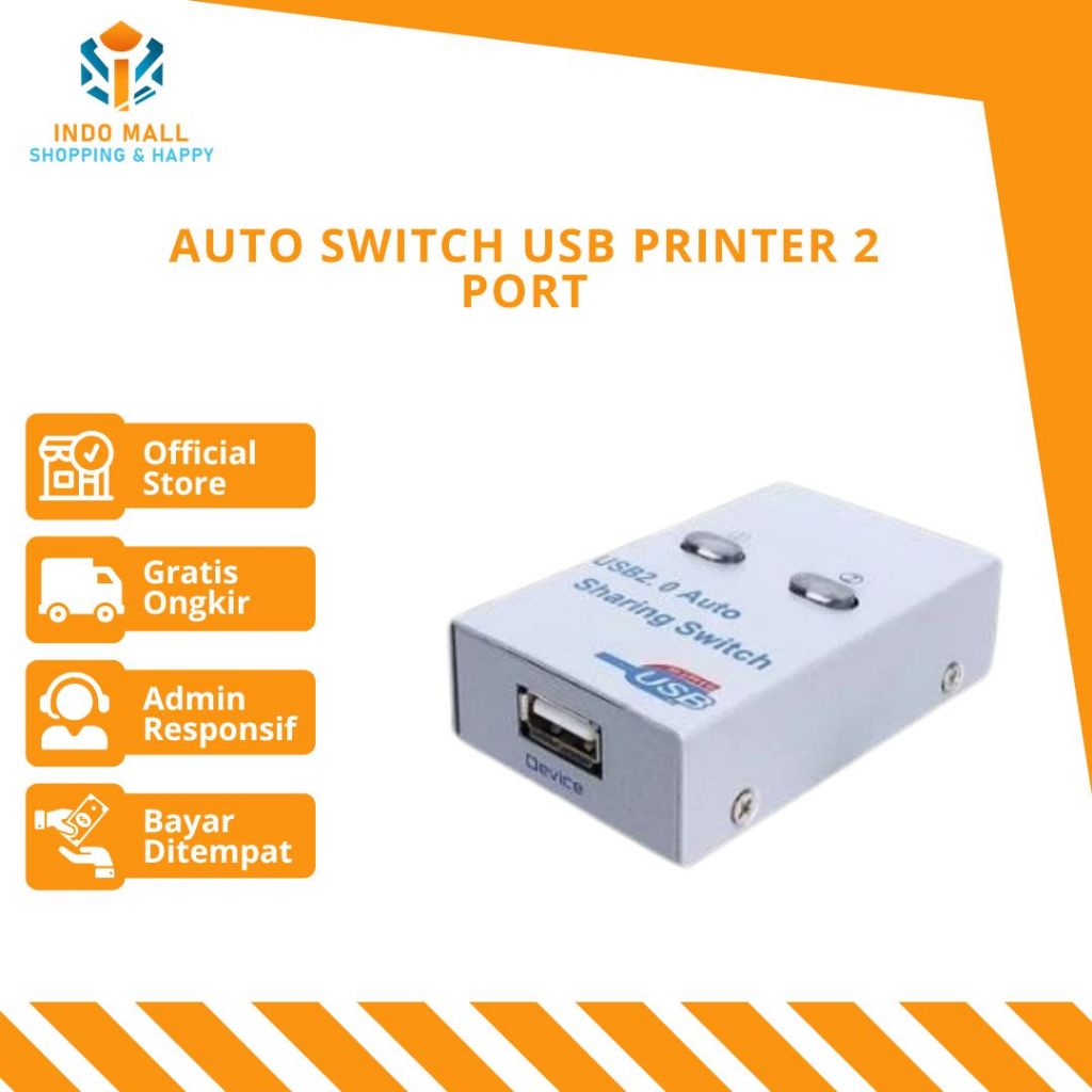 Auto Switch Usb Printer 2 Port Sharing Switcher USB 2.0 Printer Kable Manual Otomatis