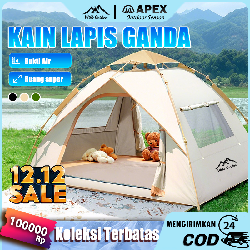 Tenda Camping  Double Layer Tenda Otomatis Anti Hujan untuk 4 Musim Tenda Kemah Tahan Air dan Cepat