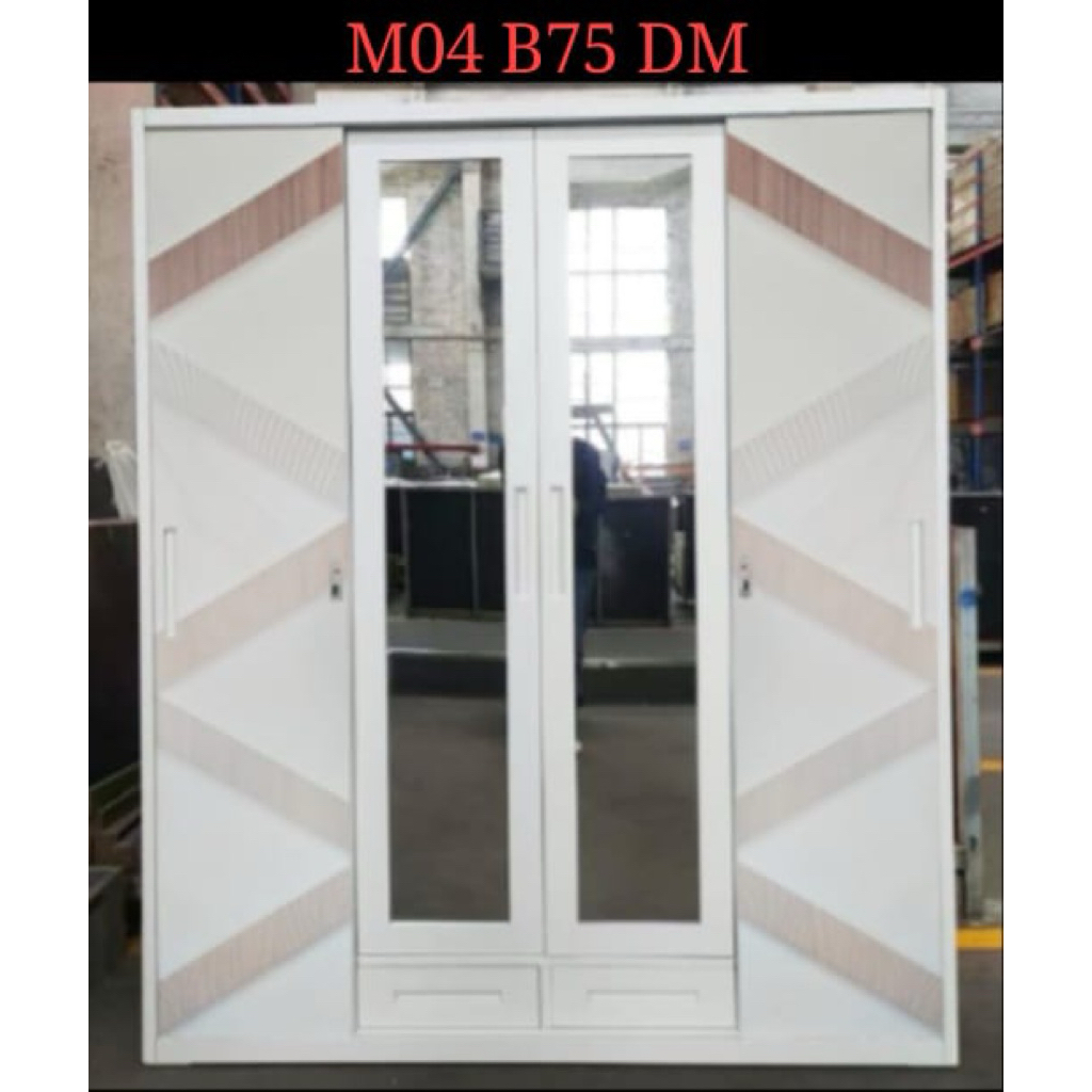 Lemari Pakaian Gamis Importa 4 Pintu Plat Besi Sliding 160cm