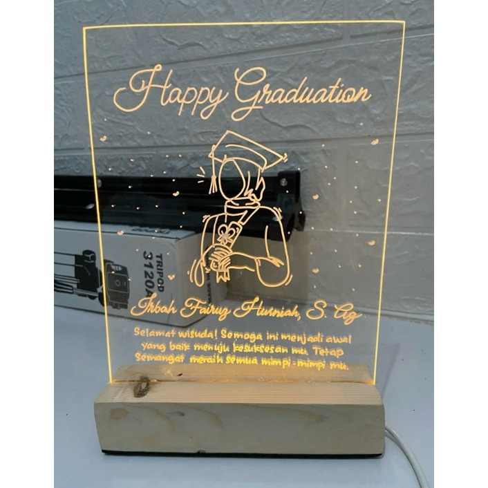 Plakat Kado Wisuda | Plakat Akrilik Graduation Led | Lampu Tidur Custom | Akrilik Spotify Art