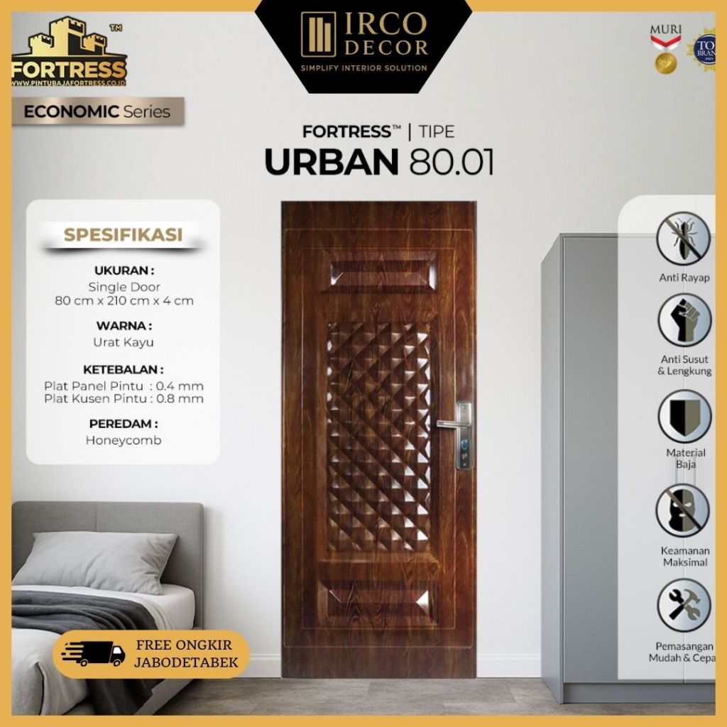 Pintu Baja FORTRESS Type Urban  80x210 | Pintu Rumah