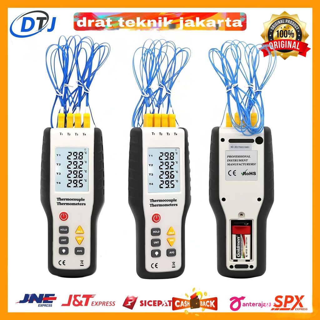 HT-9815 DIGITAL THERMOCOUPLE 4 CHANNEL PROBE THERMOCOUPLE THERMOMETER HTI HT9815 TERMOMETER