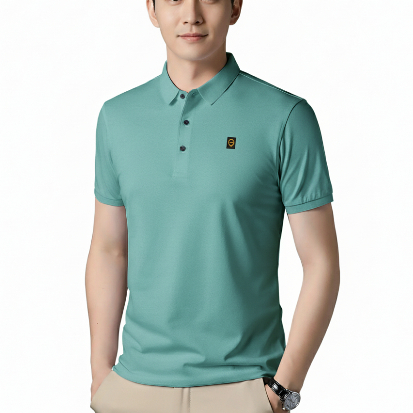 Gentsy Kaos Polo Shirt Kerah Bahan Katun Pique Warna Sage