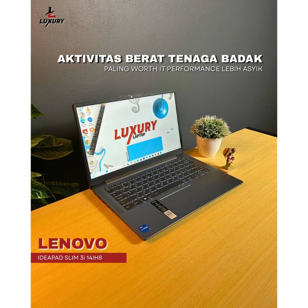LAPTOP LENOVO IDEAPAD SLIM 3I 14IAH8 12TH CORE I5 RAM LPDDR5 SSD GARANSI RESMI SECOND