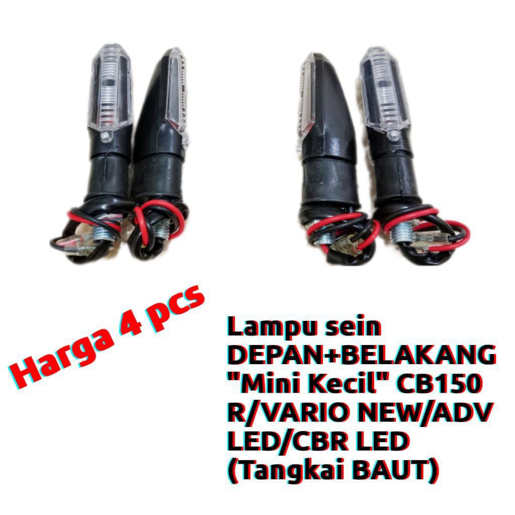 4 pcs sein Mini DEPAN+BELAKANG Model Cb150/Adv/Vario New/Cbr LED (Tangkai Baut )