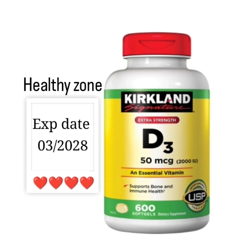 Kirkland Signature Vitamin D3 Kekuatan Ekstra 50mcg, 600 softgels