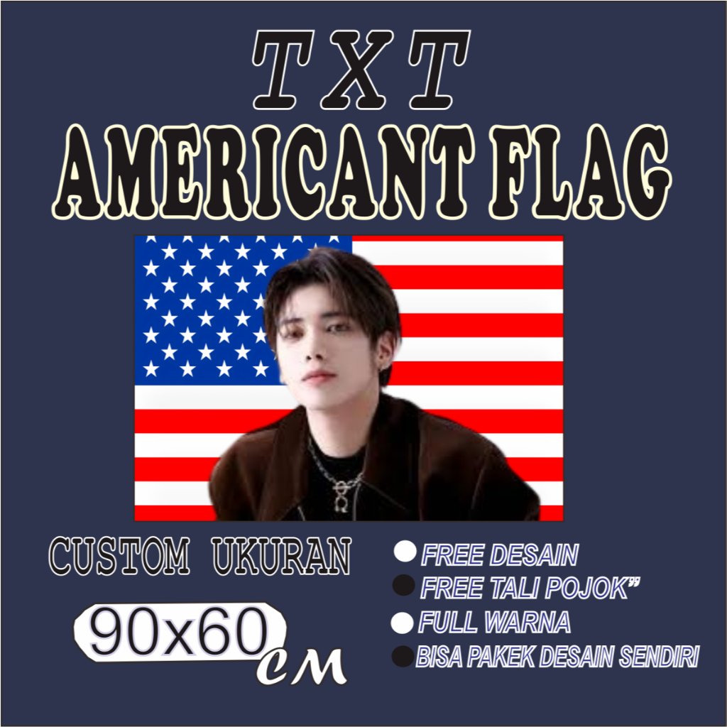 Bendera Custom America TXT Bendera Amerika TXT Flag TXT Poster TXT Free Desain