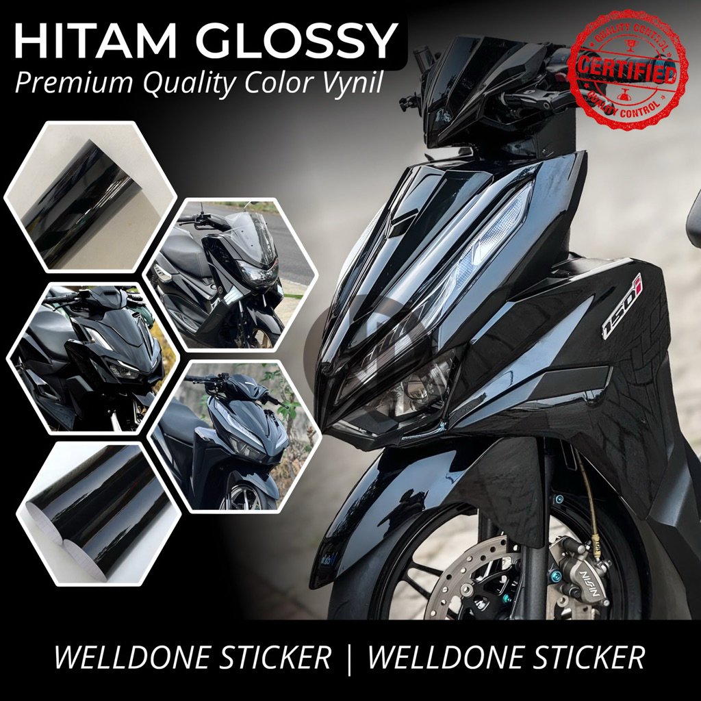 Skotlet Hitam Glossy Kilat Sticker Motor Hitam kilat Glossy Stiker Variasi Motor Hitam Glossy Mengki