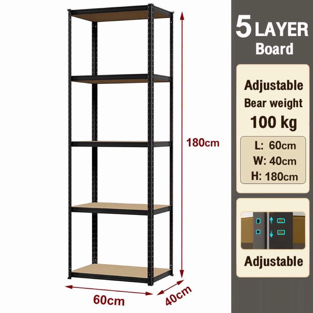 Rak besi siku lubang rak susun 5 tingkat / Rak Gudang