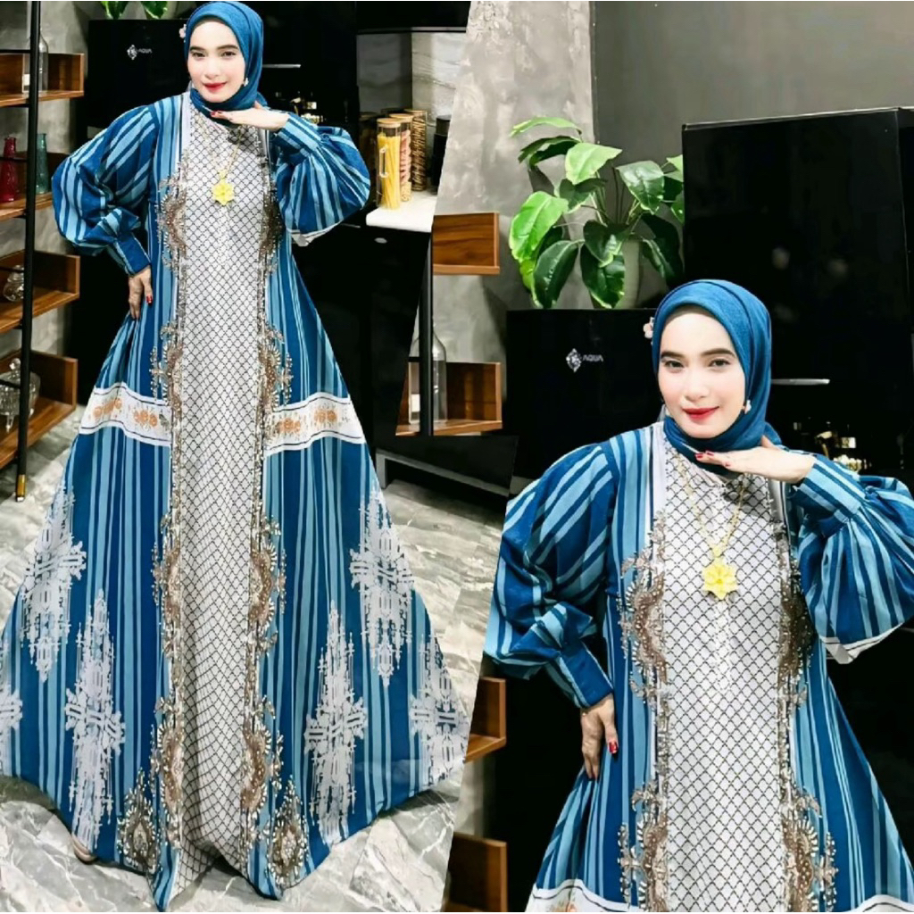 Gamis Set Hijab Syari Seruty Printing