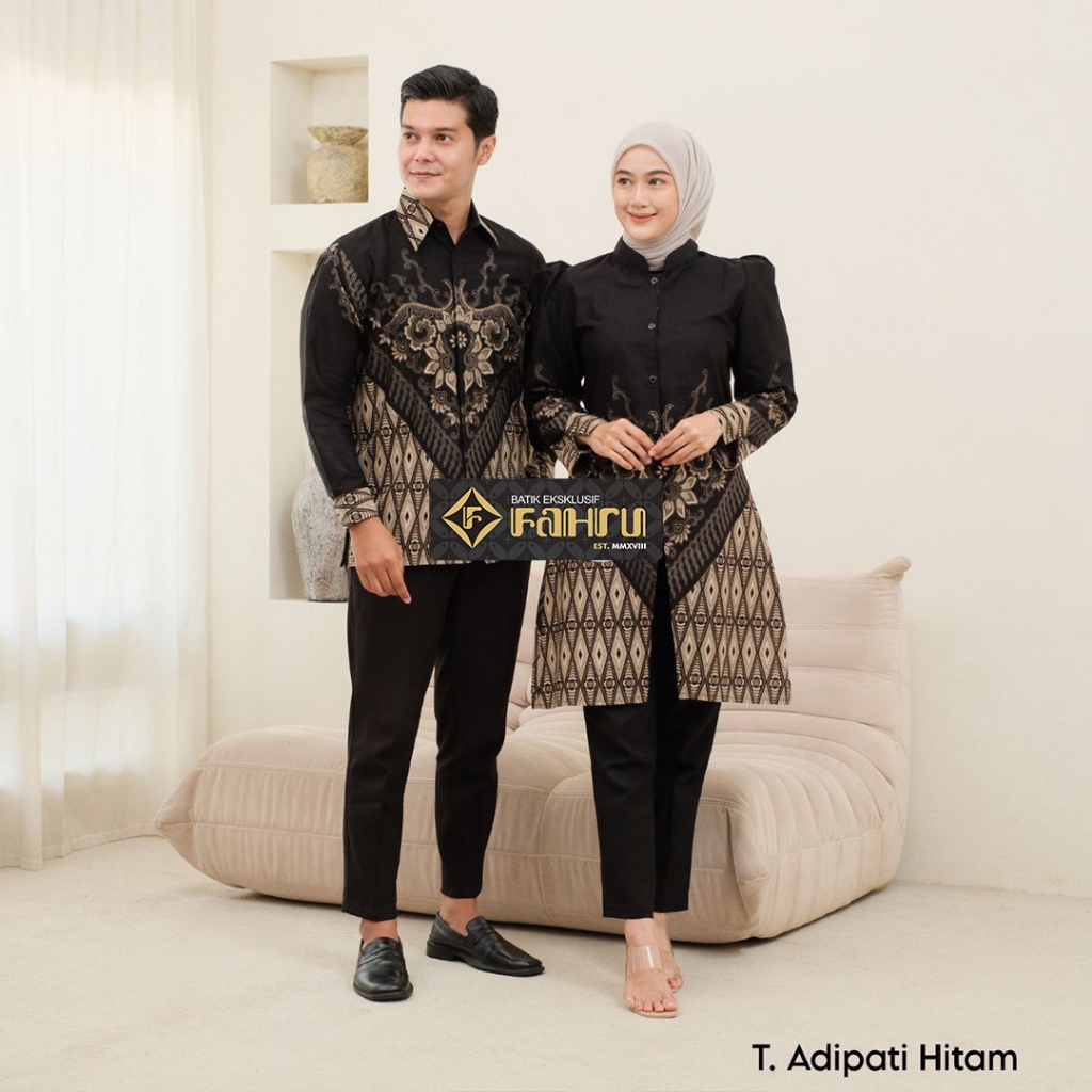 FAHRUBATIK - Motif ADIPATI - Batik Model Tunik PUFF OP blus Kemeja Hem - Batik Nyaman Pria Wanita Co