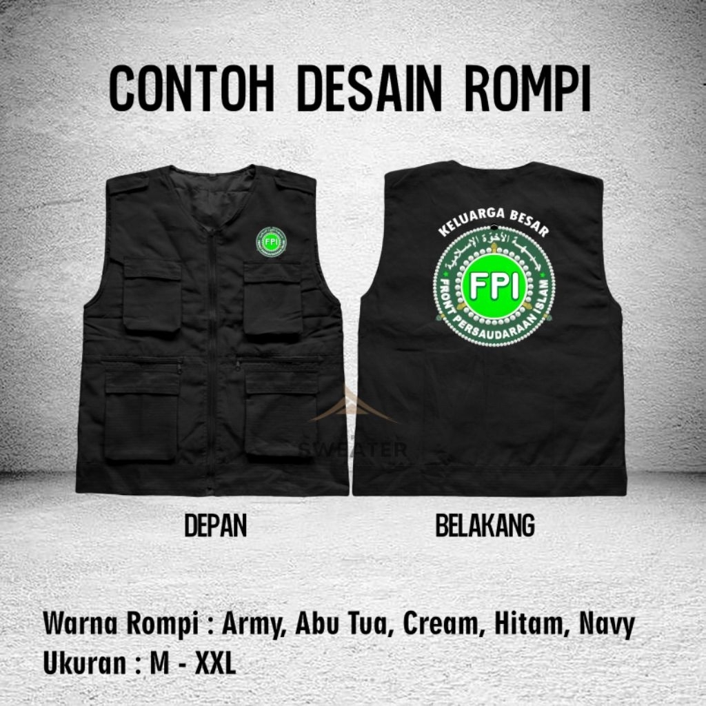 Rompi FPI Tactical Army Lapangan Outdor Dewasa Bahan Ripstop
